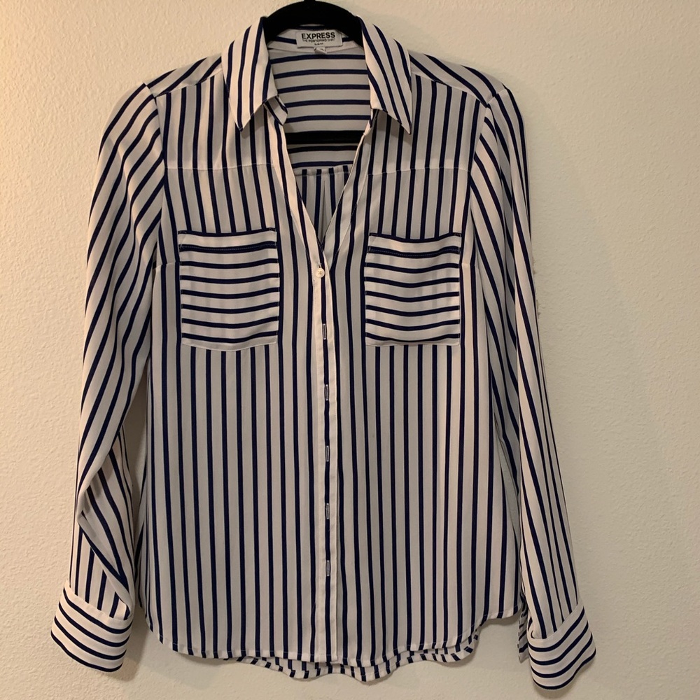 🦄Express Portofino Navy Striped Blouse